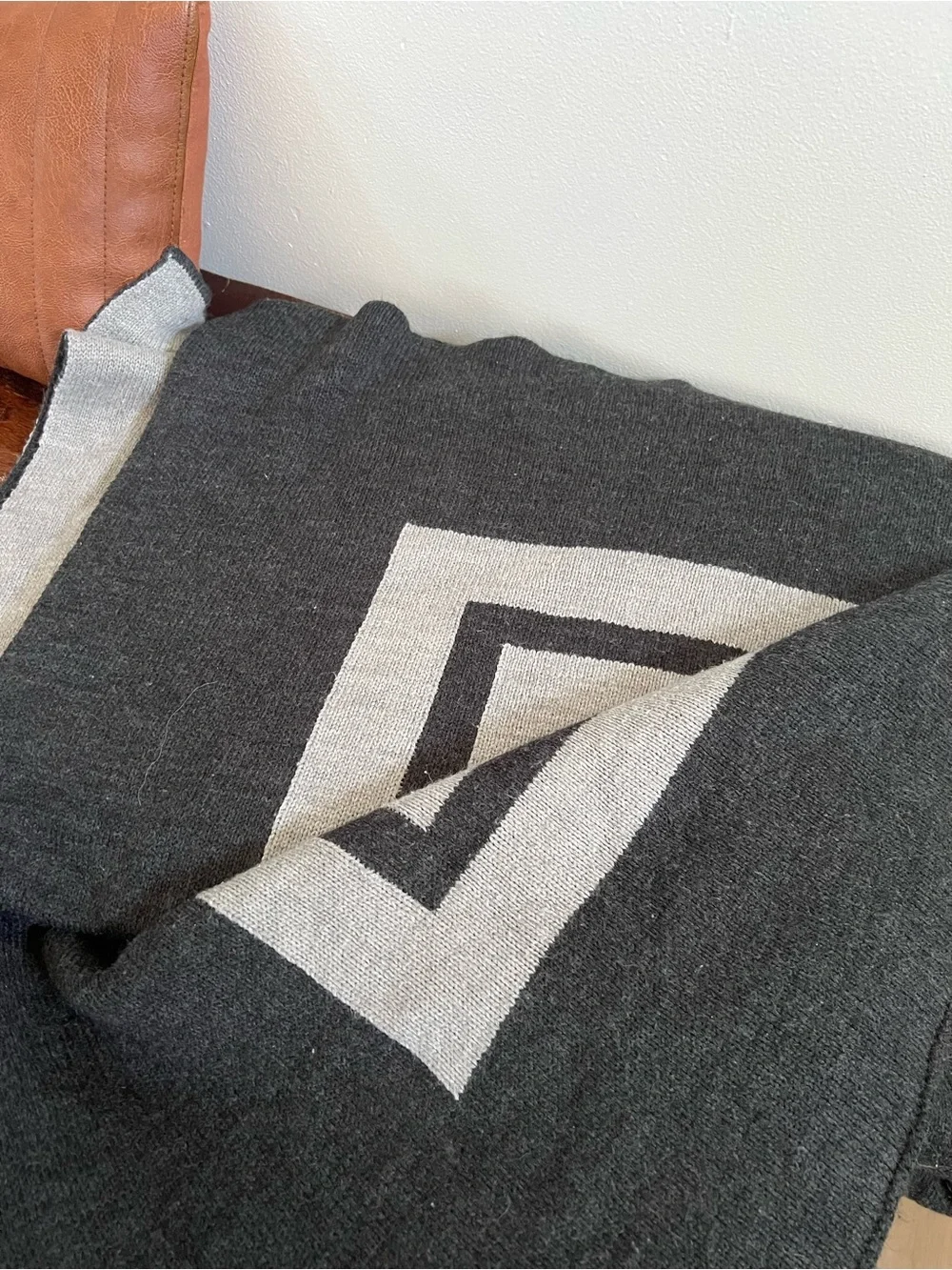 Pottery Barn Gray and Charcoal Knit throw blanket
